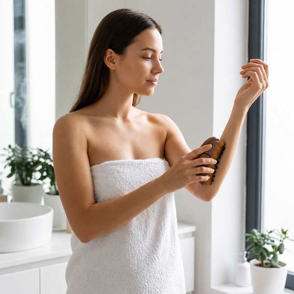 Wood Lymphatic Drainage Body Brush — Handcrafted Walnut Dry Brush