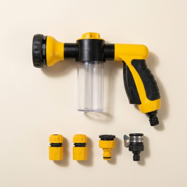 Hounddale Portable Dog Wash Sprayer top-down view on cream background