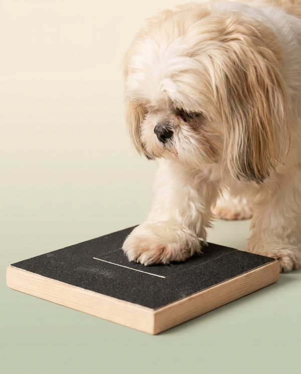 Shih Tzu with Hounddale Nail File Board, cream to sage gradient