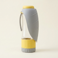 Hounddale Portable Water Bottle & Bowl in Grey & Yellow, standalone product shot on cream background