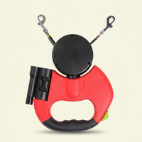 Hounddale LED Retractable Leash in Red, standalone product shot on cream background