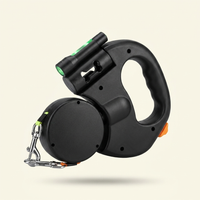 Hounddale LED Retractable Leash in Black, standalone product shot on cream background