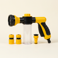 Hounddale Portable Dog Wash Sprayer Yellow 4-Head Set, standalone product shot on cream background