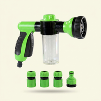 Hounddale Portable Dog Wash Sprayer Green 4-Head Set, standalone product shot on cream background