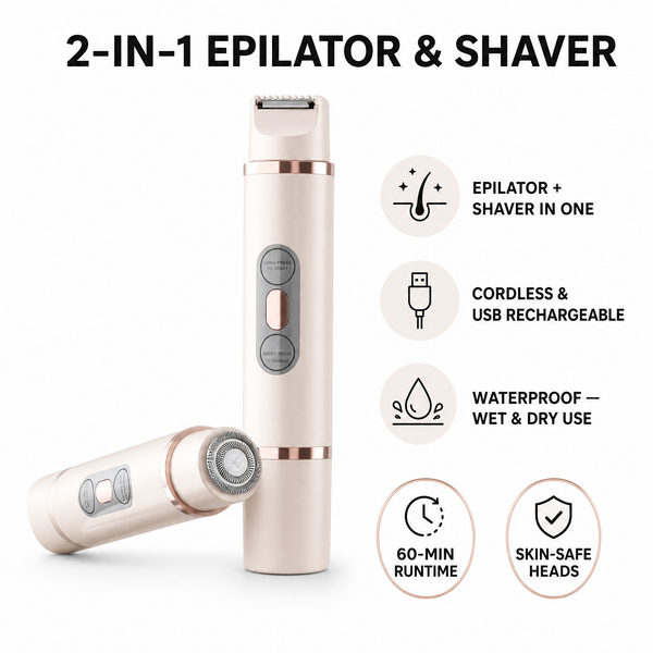 2-in-1 Electric Epilator & Body Shaver — Cordless, Rechargeable