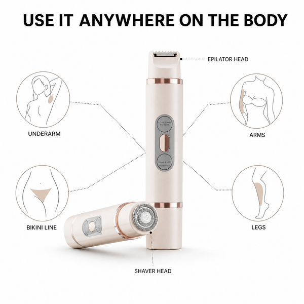 2-in-1 Electric Epilator & Body Shaver — Cordless, Rechargeable