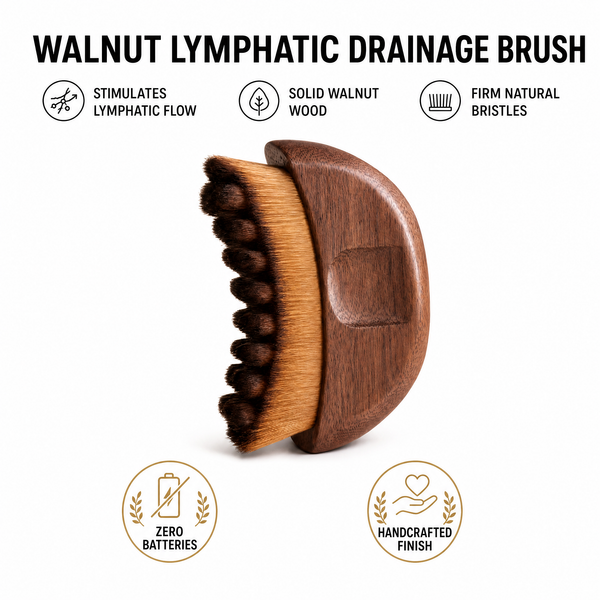 Wood Lymphatic Drainage Body Brush — Handcrafted Walnut Dry Brush